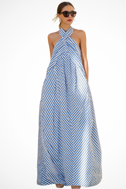 Pembury – Vestido Maxi Halter de Rayas de Verano