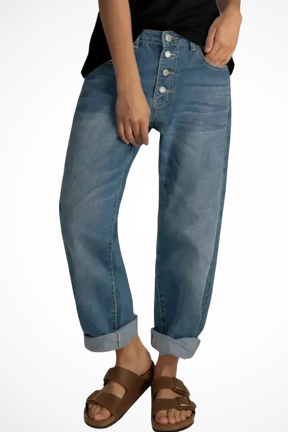Lottie – Jeans de Tiro Alto con Bragueta de Botones y Fit Holgado