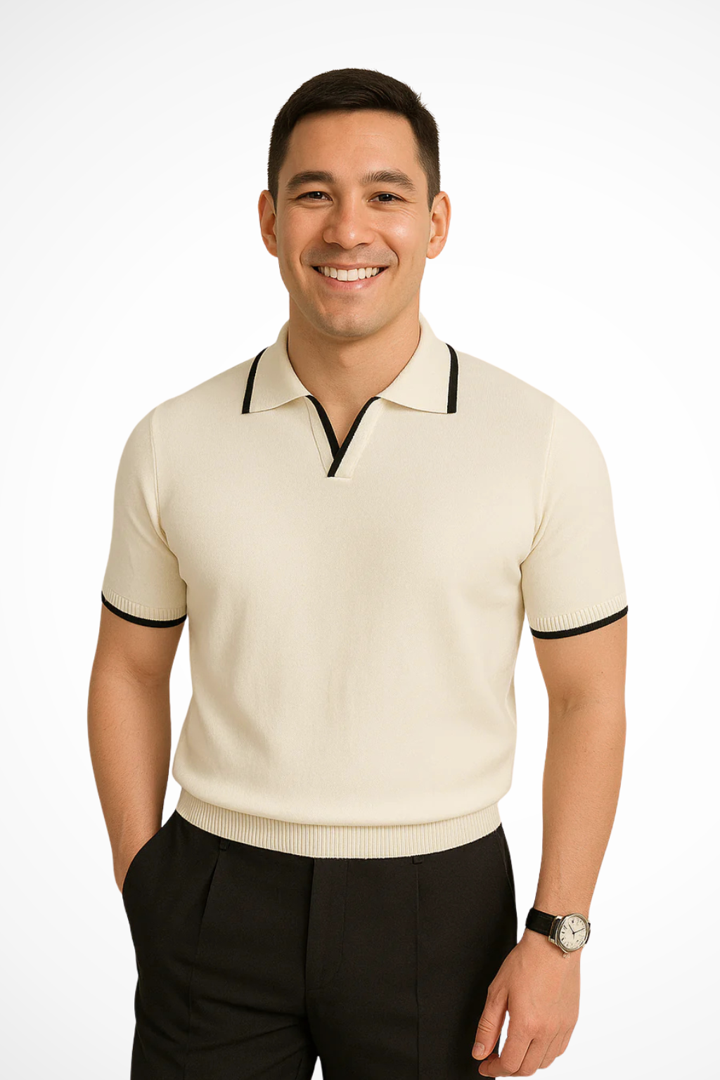 Justin – Polo de Punto Slim Fit con Ribete de Contraste para Hombre