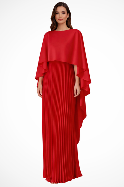 Madeline – Vestido Maxi Plisado con Manga Capa para Boda