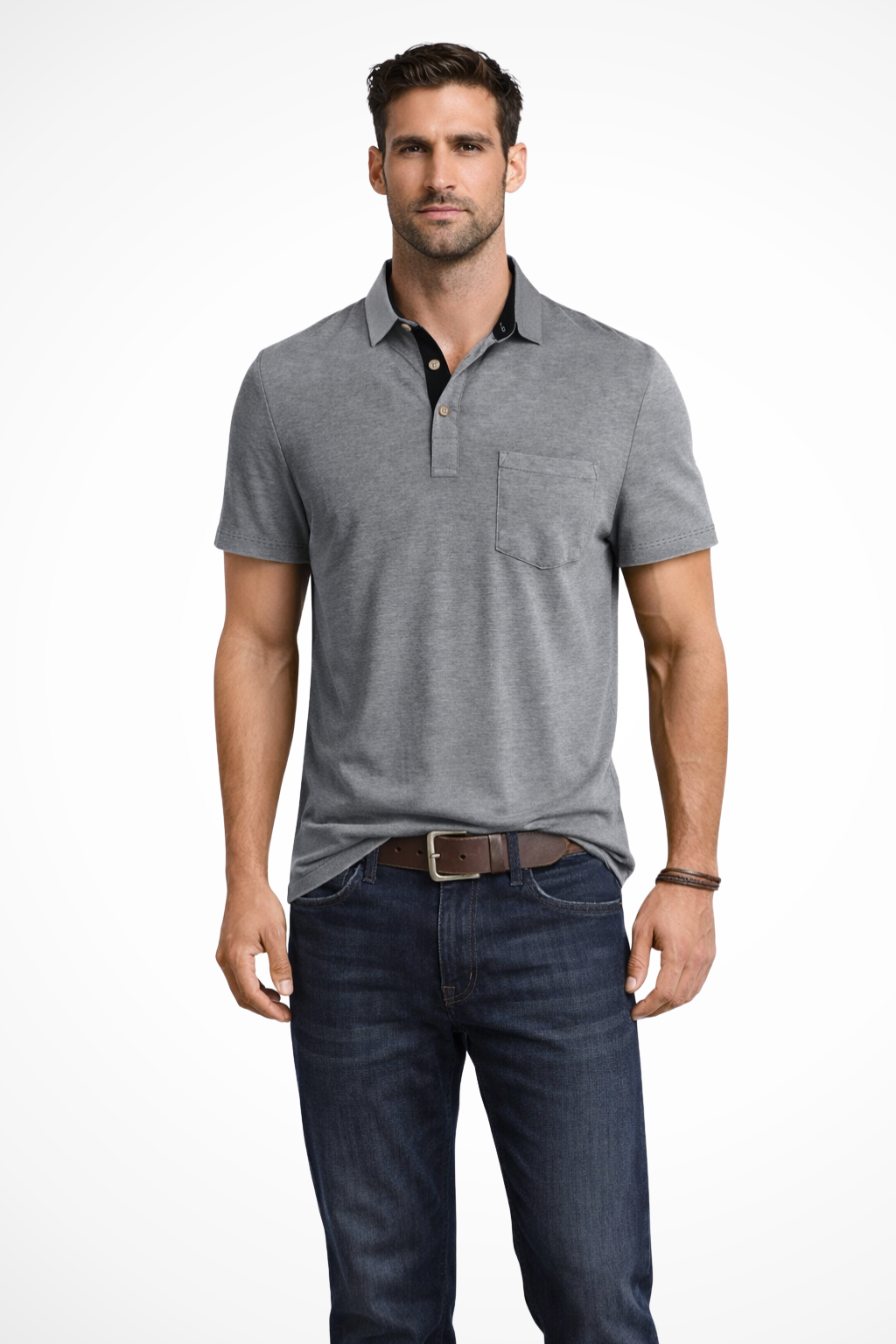 Joey – Polo de Manga Corta con Cuello de Contraste y Bolsillo para Hombre