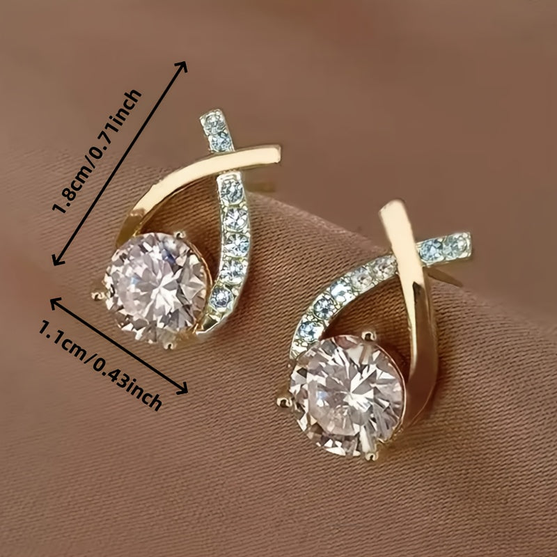 Pendientes Ziro – Cruz dorada y circonitas