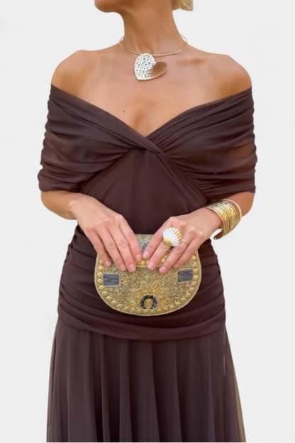 Gaby – Vestido Plisado Elegante con Hombros Descubiertos