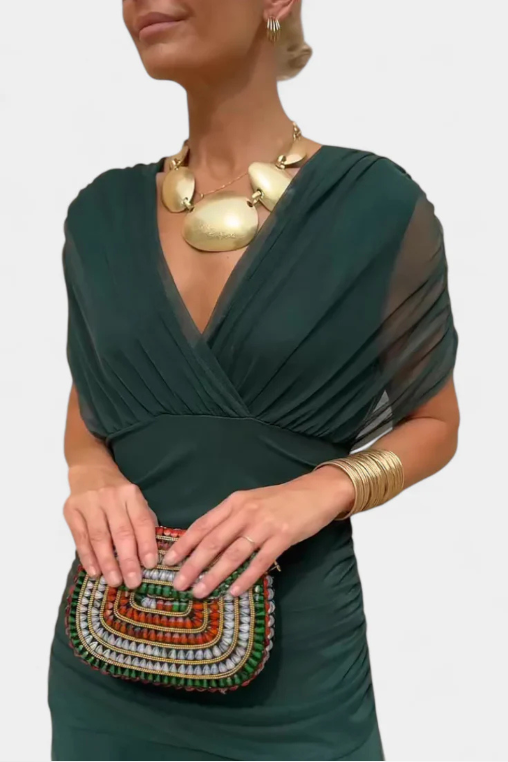 Gaby – Vestido Plisado Elegante con Hombros Descubiertos