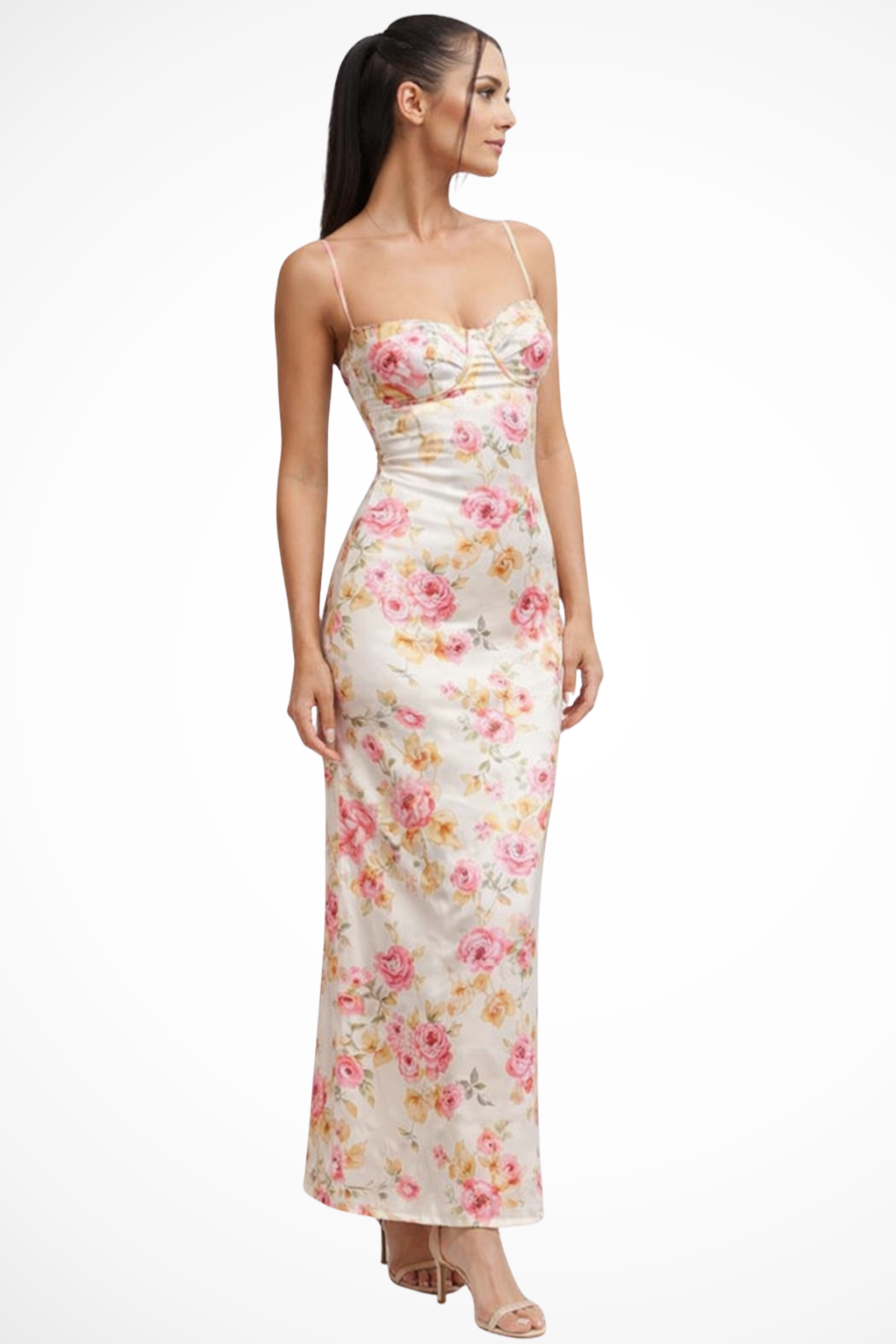 Arabella – Vestido Maxi Floral Fruncido para Boda de Verano