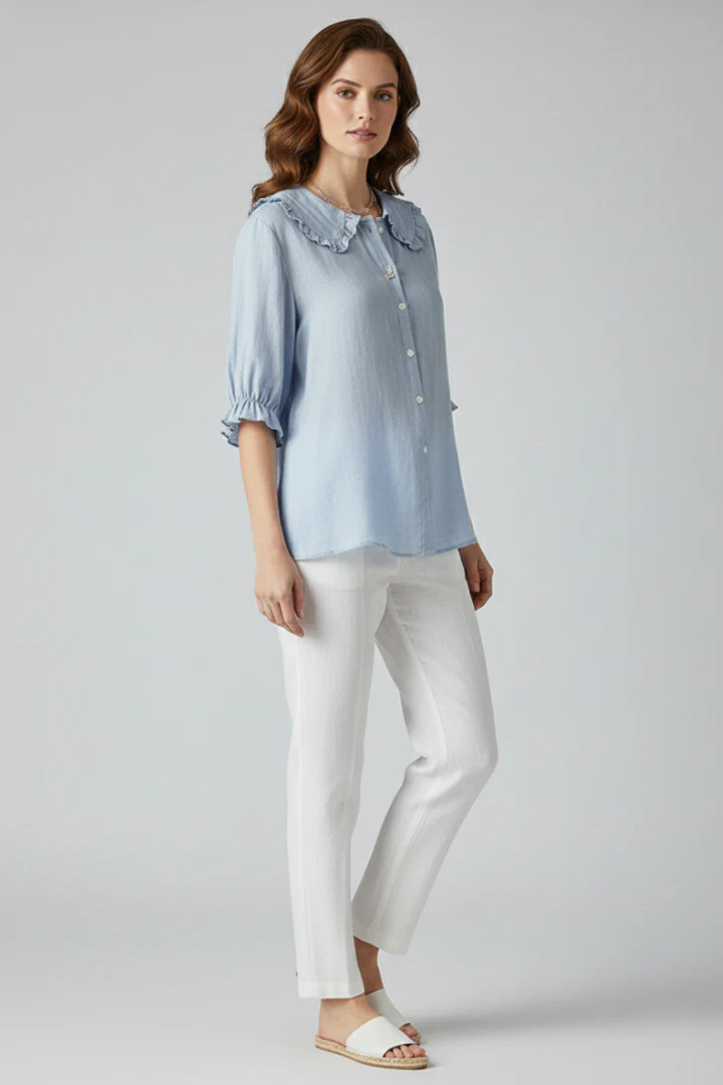 Harriet – Blusa con Cuello de Volantes y Manga con Vuelo