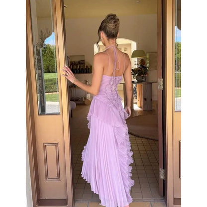Modelo con vestido de fiesta largo Renata | Horizoncor México