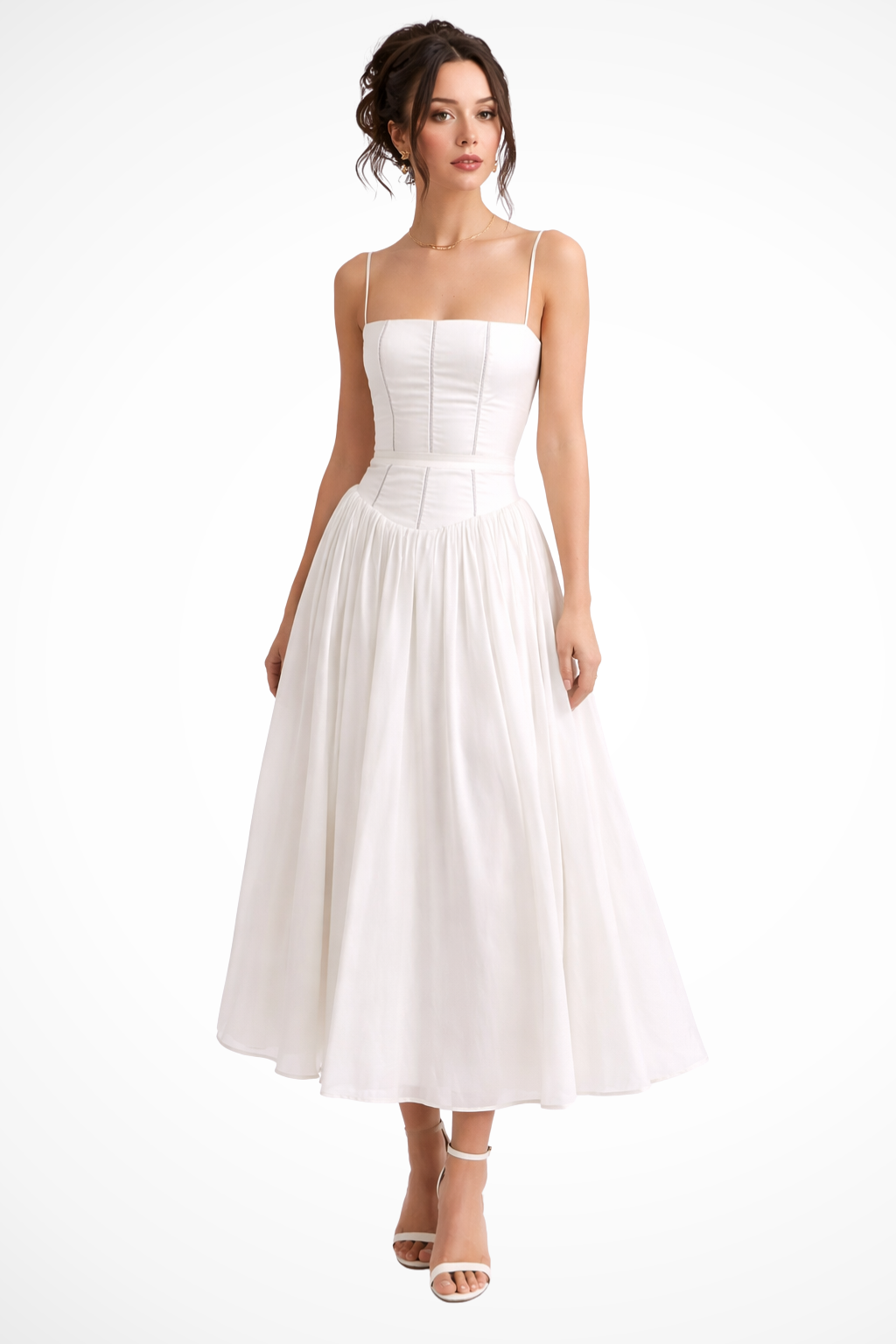 Sophia – Vestido Midi Floral en Capas para Boda de Verano