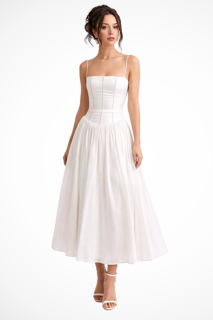 Sophia – Vestido Midi Floral en Capas para Boda de Verano