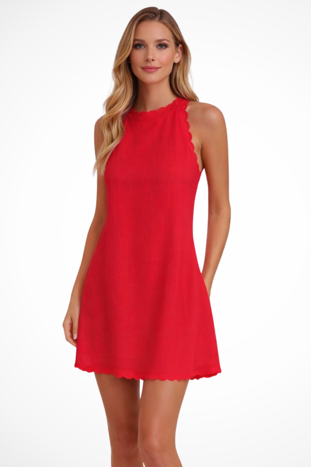 Tindall – Vestido Mini sin Mangas con Bajo en Festón