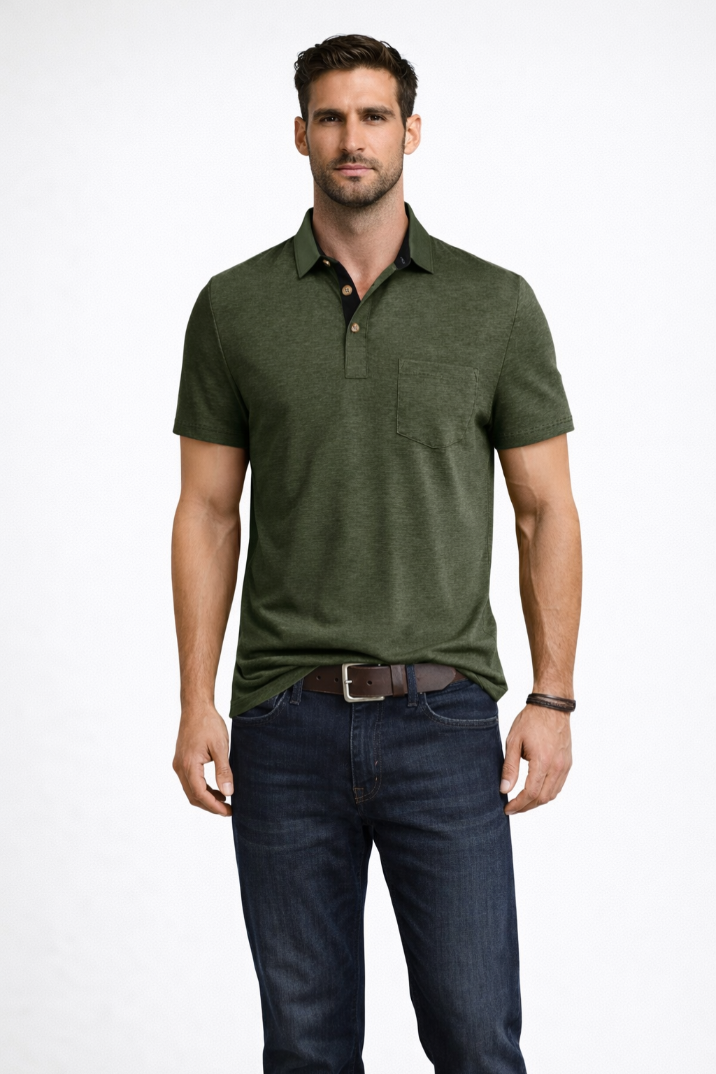 Joey – Polo de Manga Corta con Cuello de Contraste y Bolsillo para Hombre