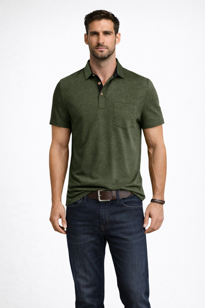 Joey – Polo de Manga Corta con Cuello de Contraste y Bolsillo para Hombre