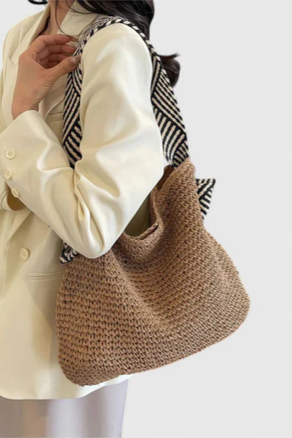 Briar – Bolso Tote de Paja Tejida con Asas de Contraste