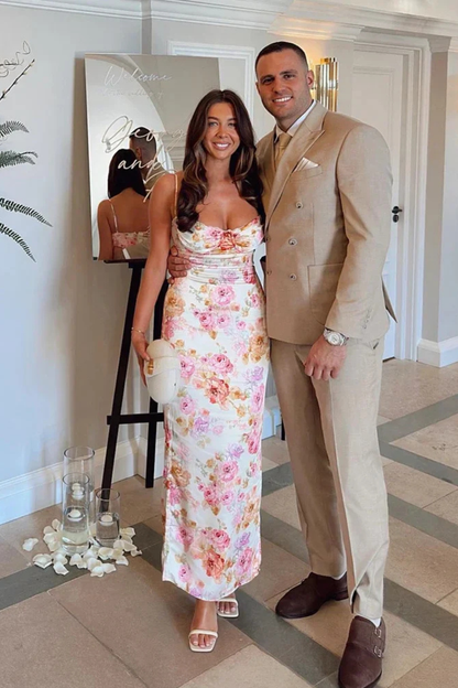 Arabella – Vestido Maxi Floral Fruncido para Boda de Verano