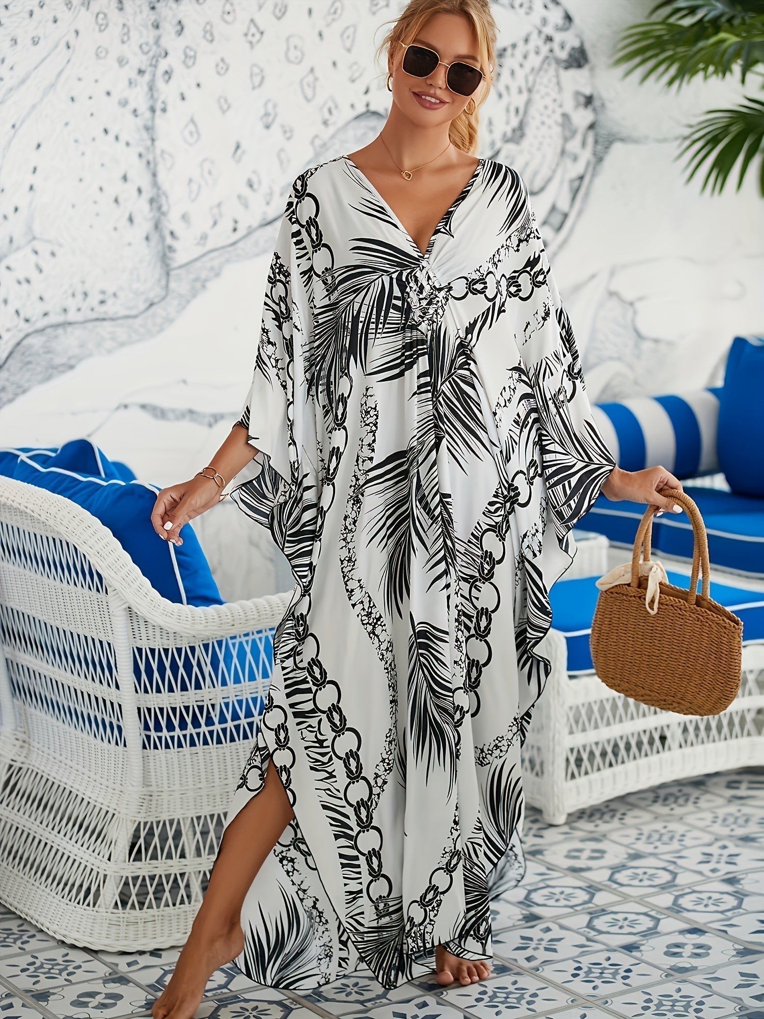 Detalle vestido largo elegante Tropical Panamá – vista frontal | Horizoncor