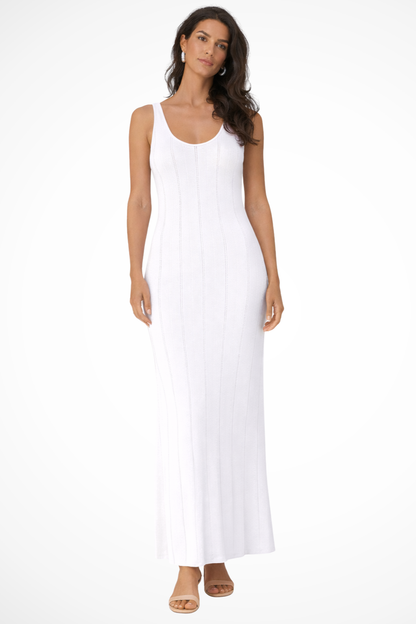 Serena – Vestido Maxi de Punto Negro con Escote en V Profundo