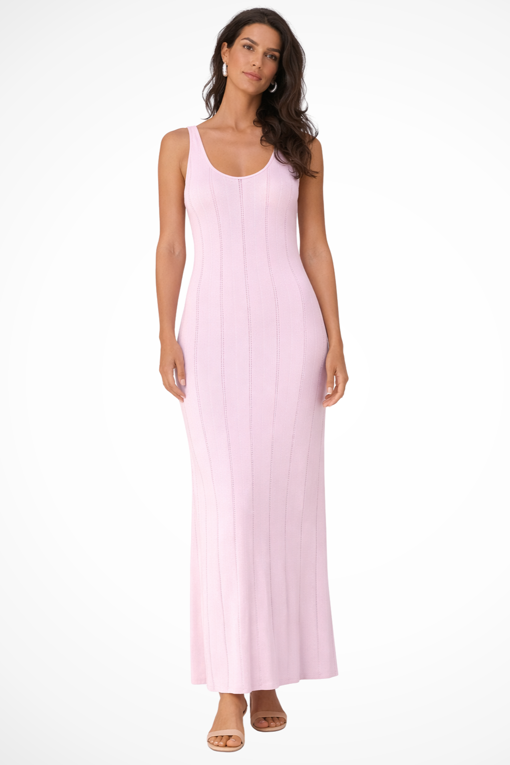 Serena – Vestido Maxi de Punto Negro con Escote en V Profundo