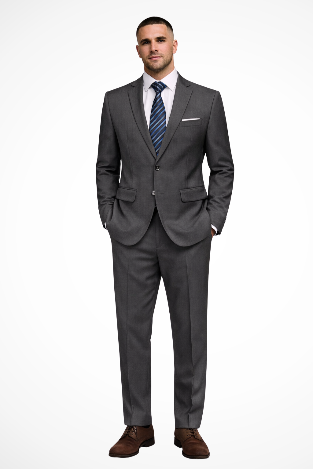 Langford – Traje Ajustado de Dos Piezas con Solapa para Hombre