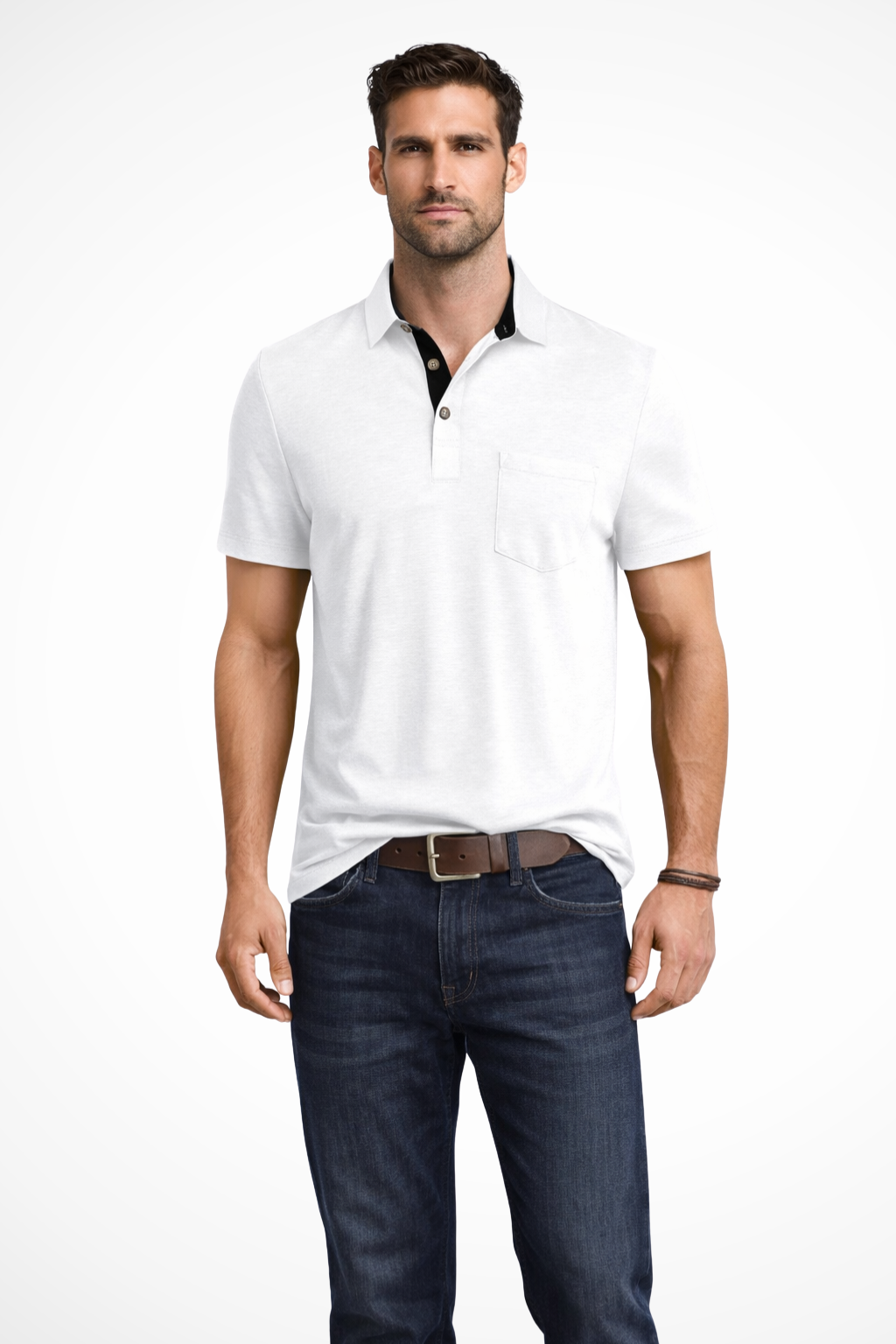 Joey – Polo de Manga Corta con Cuello de Contraste y Bolsillo para Hombre