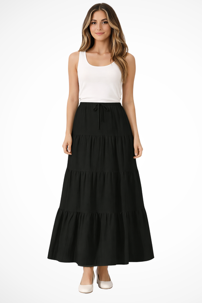 Bonnie – Falda Maxi Boho en Capas con Cintura Elástica