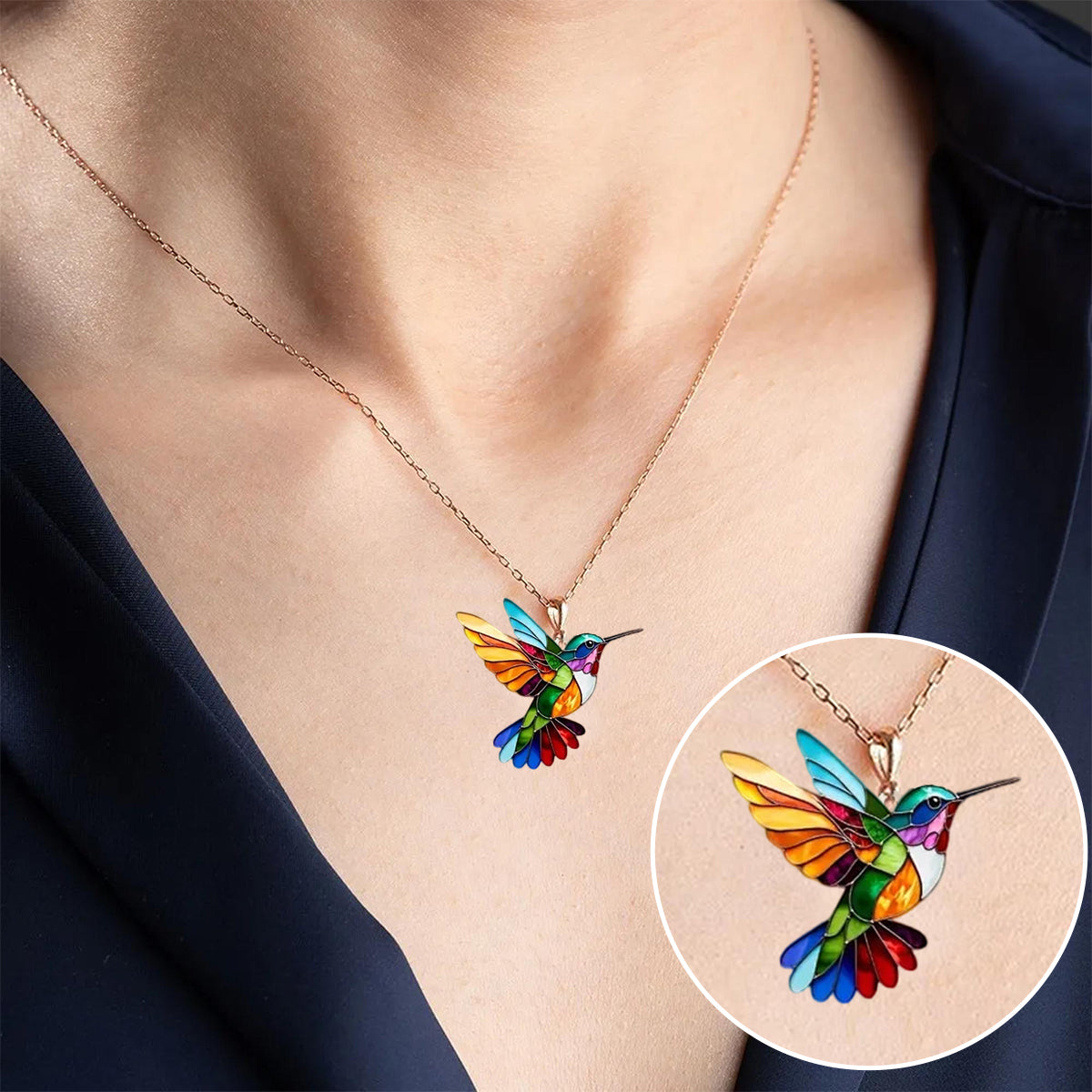 Detalle collares de mujer Colibrí – vista frontal | Horizoncor