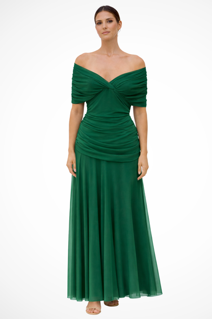 Gaby – Vestido Plisado Elegante con Hombros Descubiertos