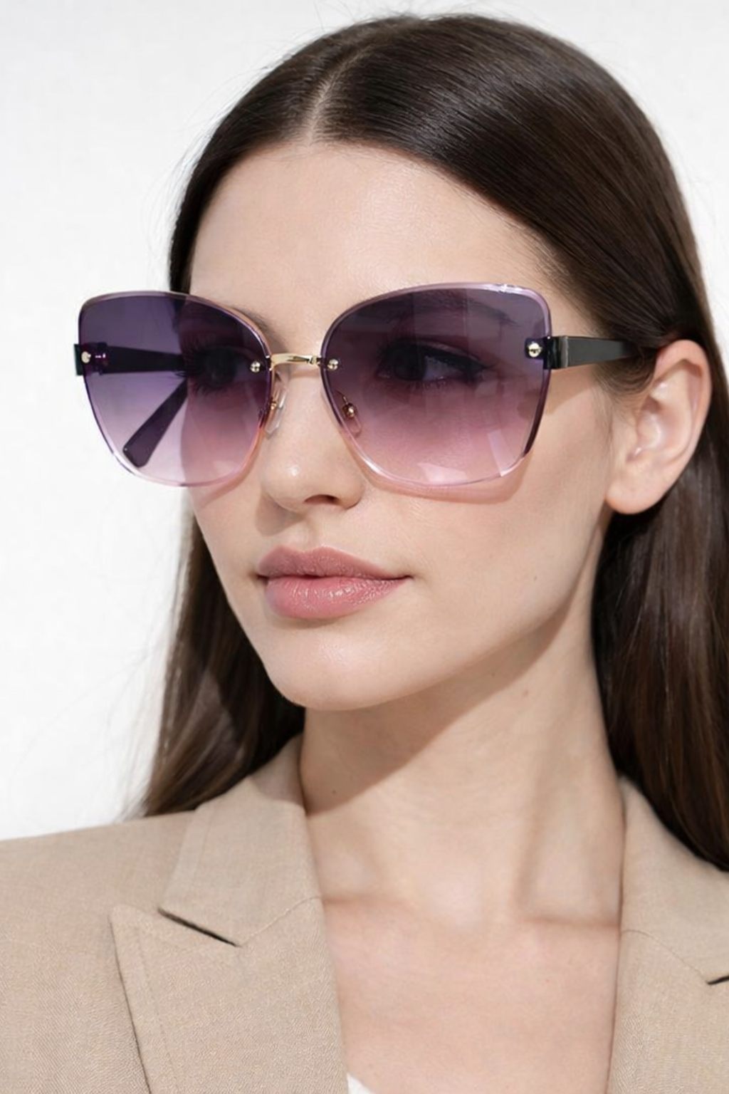 Cordelia – Gafas de Sol Cat Eye sin Montura con Cristal Degradado