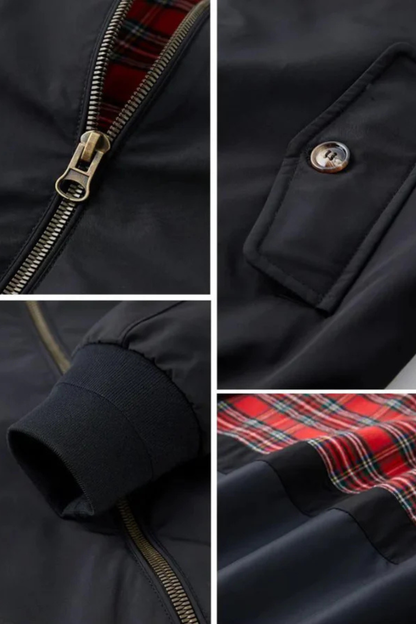 Fletcher – Chaqueta Harrington con Cremallera y Forro de Cuadros para Hombre