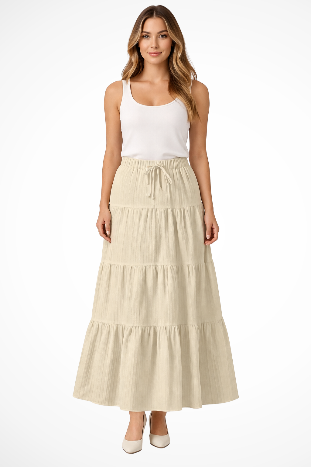 Bonnie – Falda Maxi Boho en Capas con Cintura Elástica