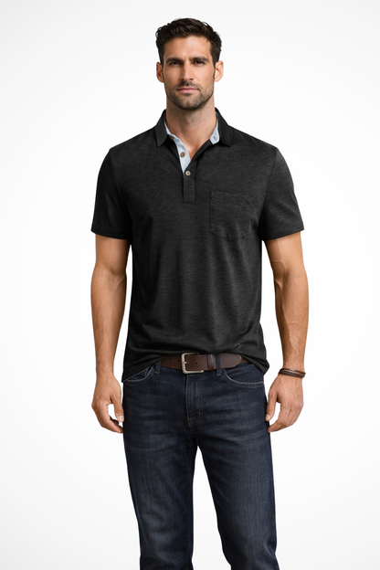 Joey – Polo de Manga Corta con Cuello de Contraste y Bolsillo para Hombre