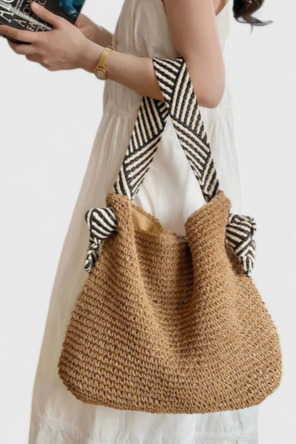 Briar – Bolso Tote de Paja Tejida con Asas de Contraste