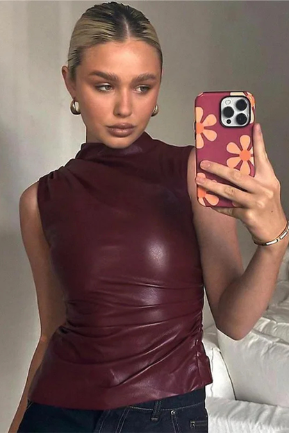 Marlowe – Top sin Mangas de Cuello Alto Elegante