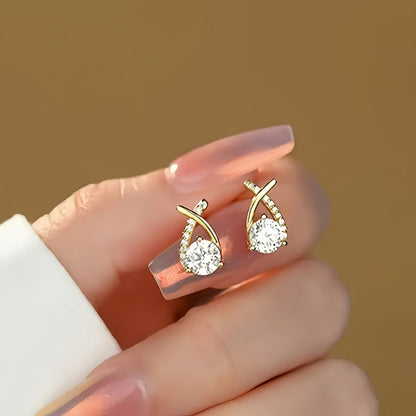 Pendientes Ziro – Cruz dorada y circonitas