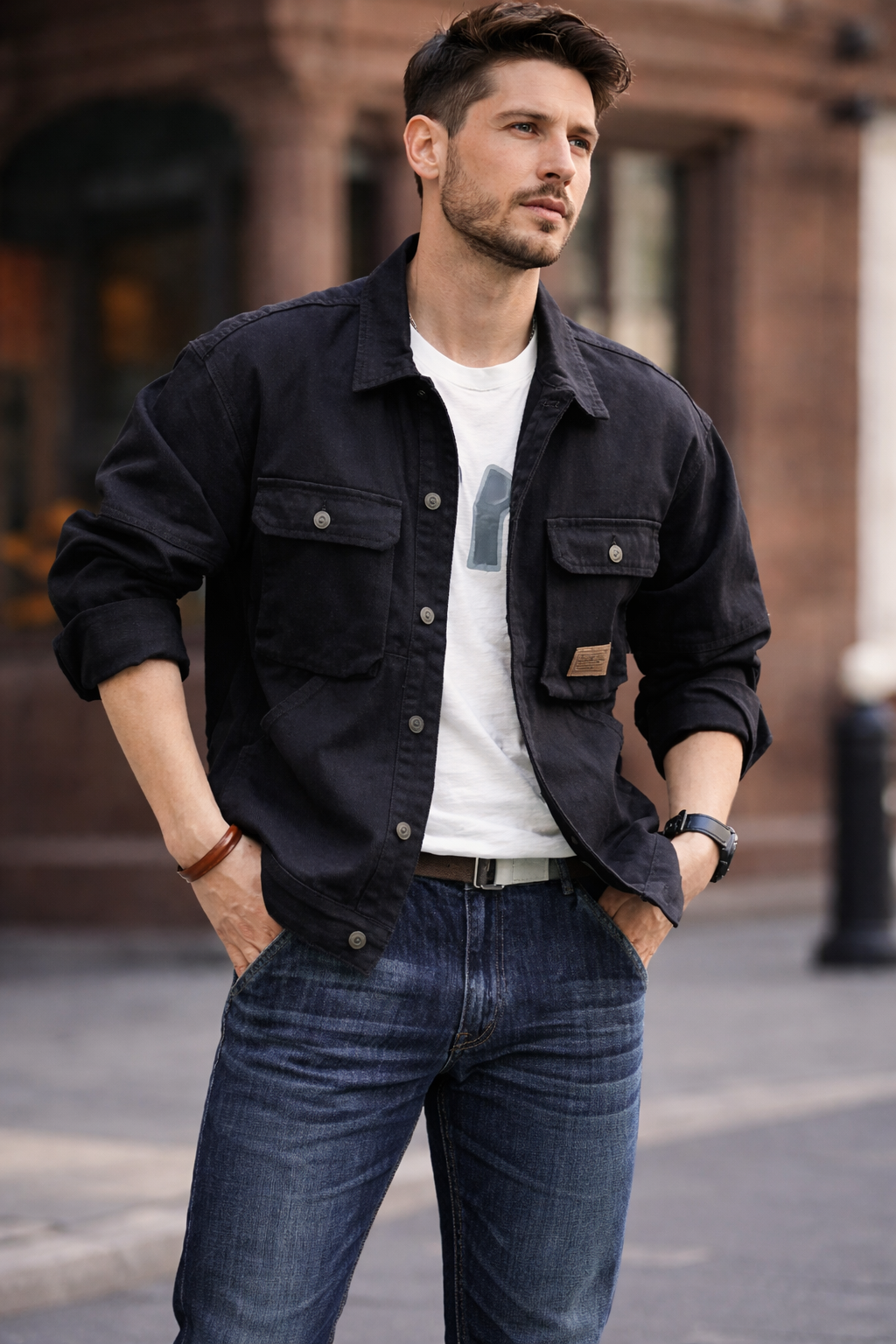 Brody – Chaqueta Denim con Múltiples Bolsillos para Hombre