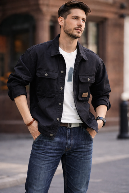 Brody – Chaqueta Denim con Múltiples Bolsillos para Hombre
