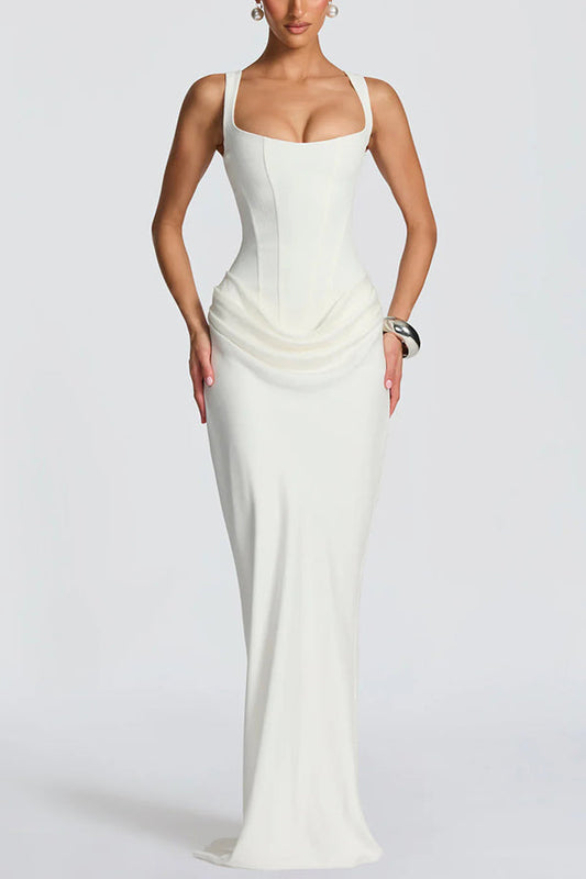 Vestido Largo Elegante Leonor  Vestido maxi con escote cuadrado | Horizoncor
