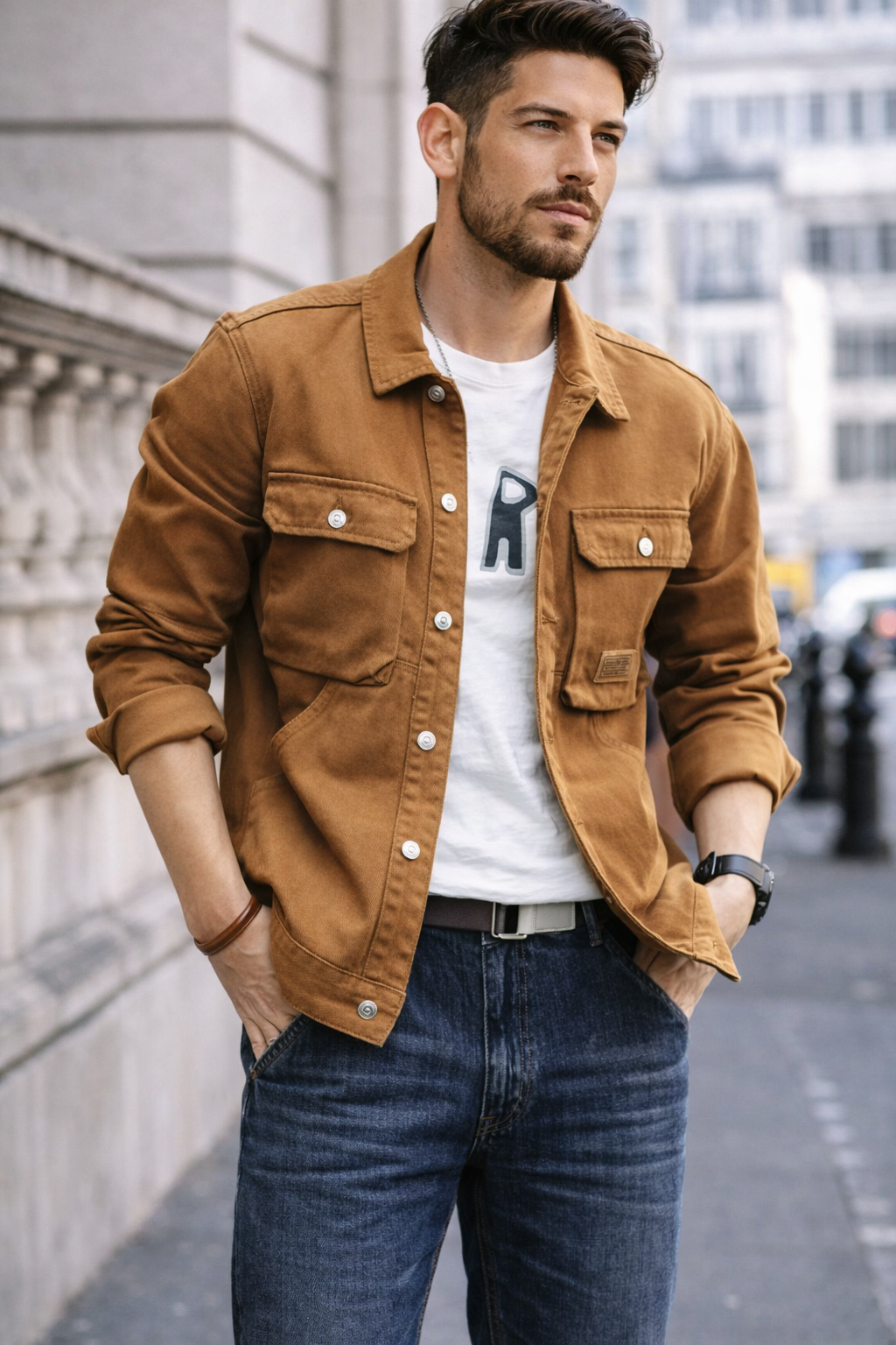 Brody – Chaqueta Denim con Múltiples Bolsillos para Hombre