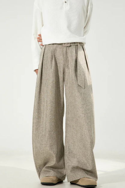 Ledger – Pantalón de Pierna Ancha con Cintura Alta y Cinturón para Hombre