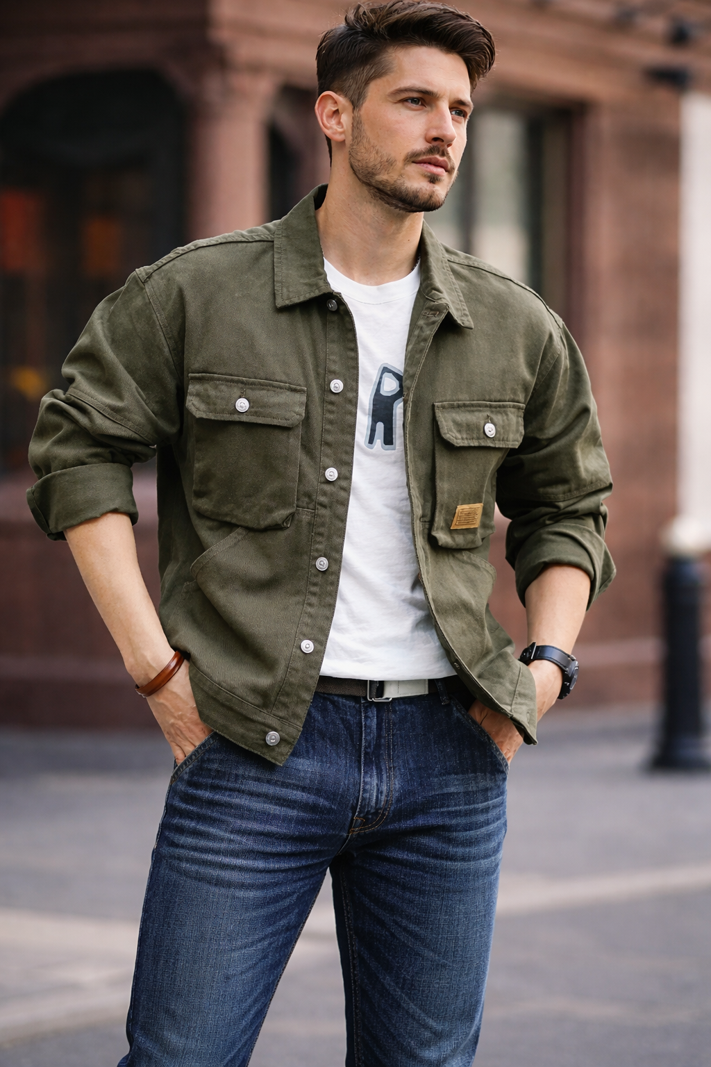 Brody – Chaqueta Denim con Múltiples Bolsillos para Hombre