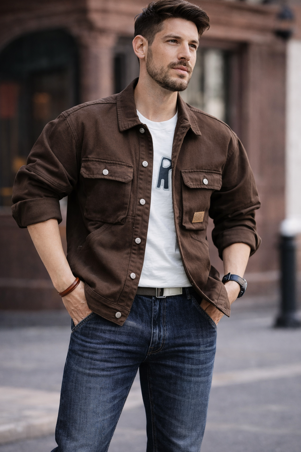 Brody – Chaqueta Denim con Múltiples Bolsillos para Hombre