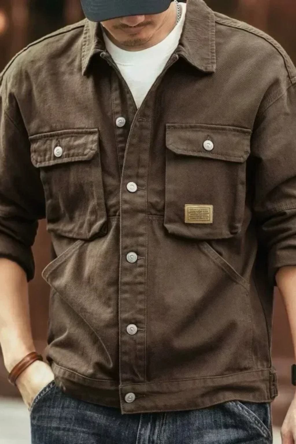 Brody – Chaqueta Denim con Múltiples Bolsillos para Hombre