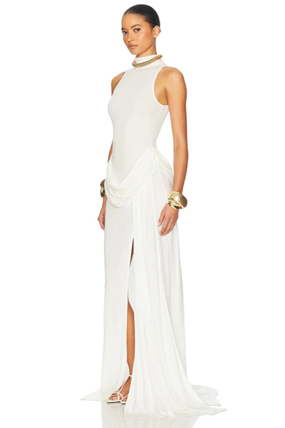 Cosima – Vestido Maxi sin Mangas de Cuello Alto con Abertura para Boda