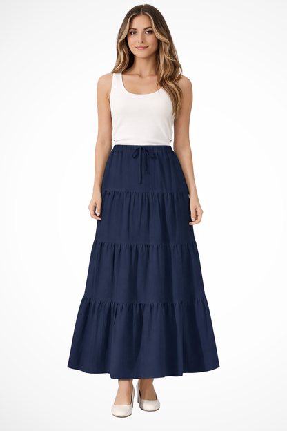 Bonnie – Falda Maxi Boho en Capas con Cintura Elástica