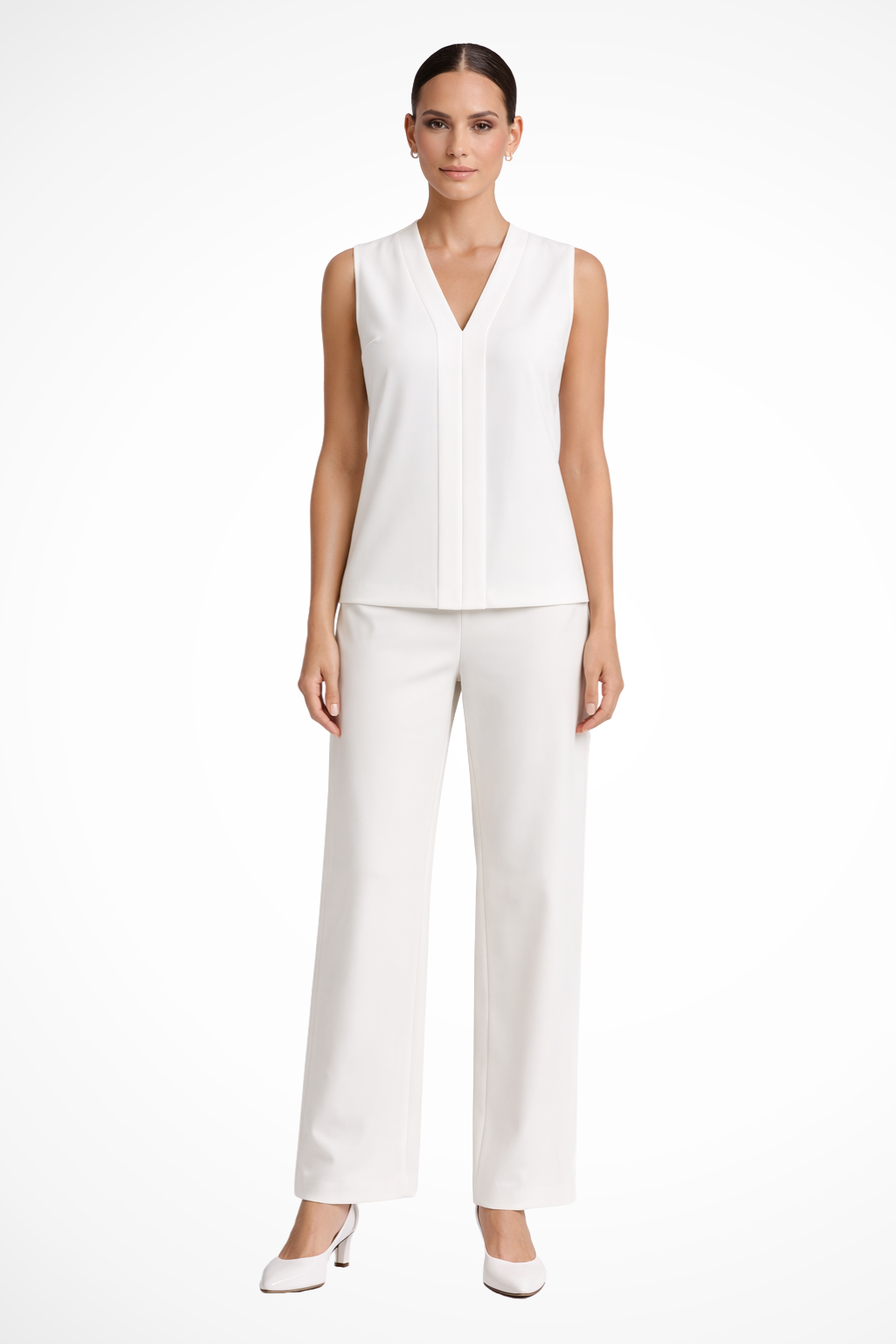 Seravelle – Blusa sin Mangas Elegante con Escote en V