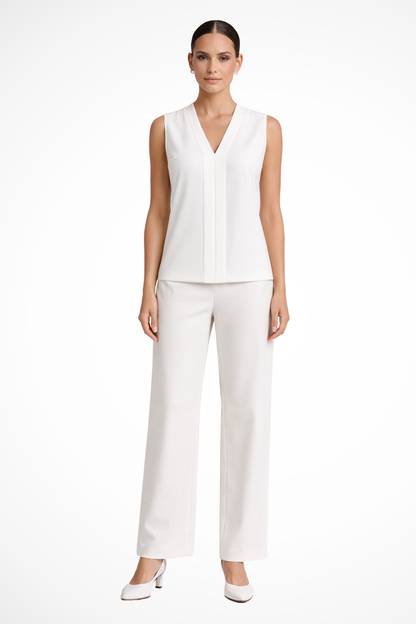 Seravelle – Blusa sin Mangas Elegante con Escote en V