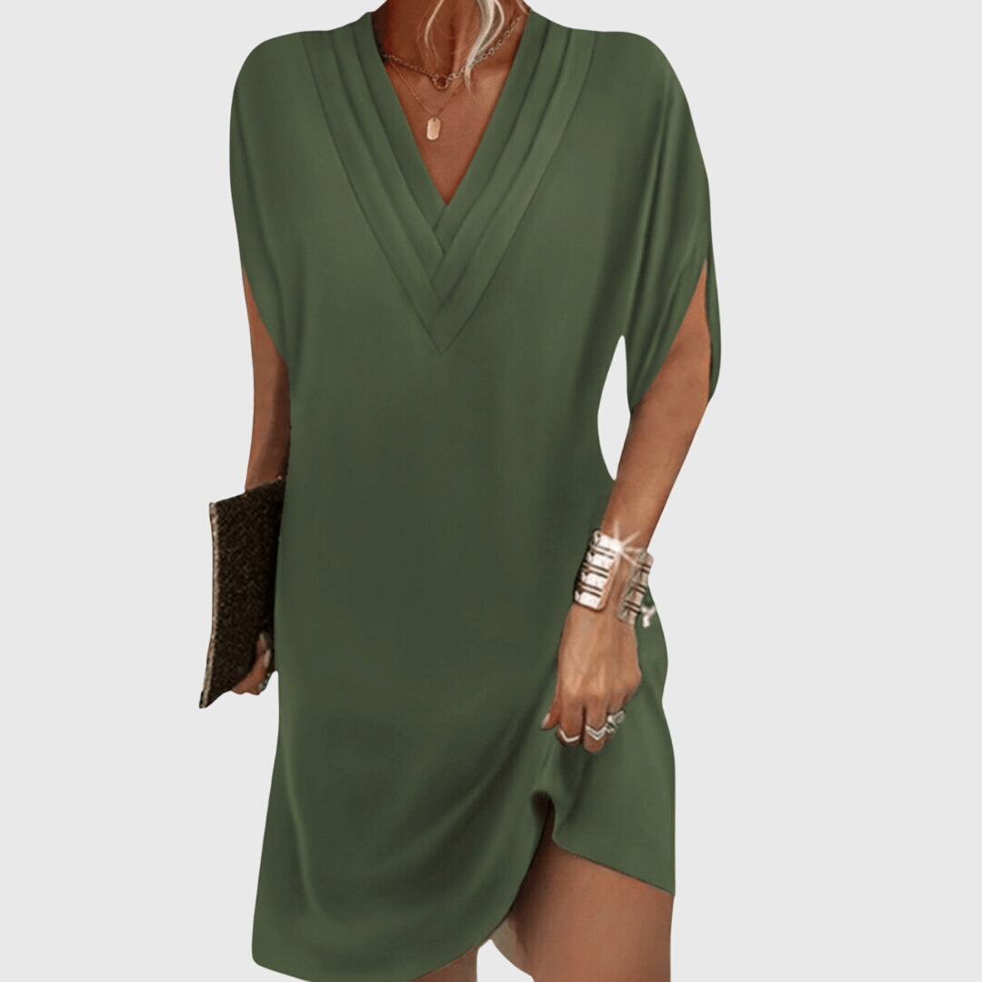 Detalle vestido corto elegante Anita – vista frontal | Horizoncor
