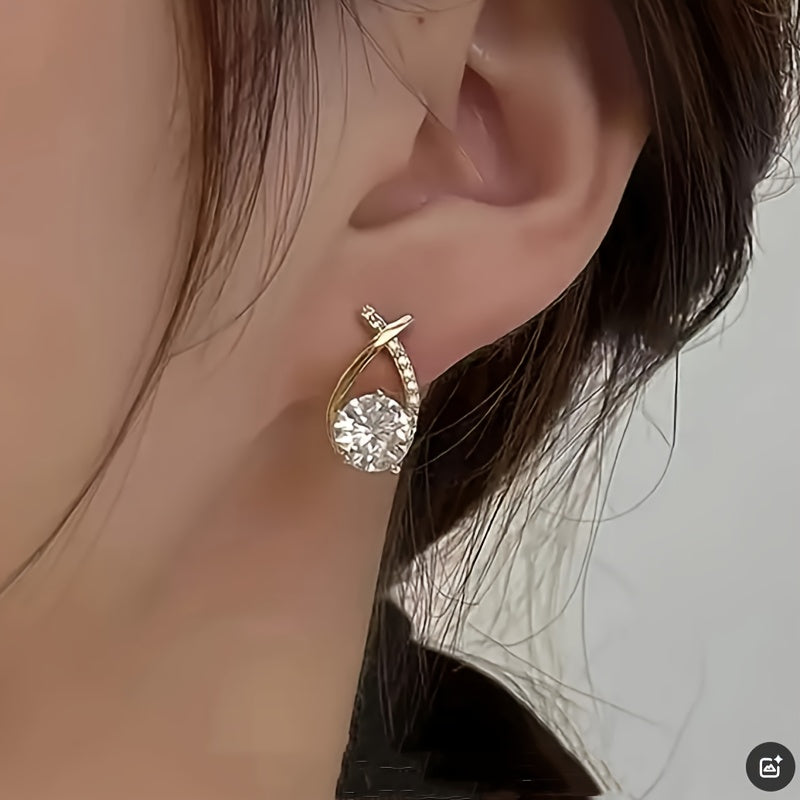 Pendientes Ziro – Cruz dorada y circonitas