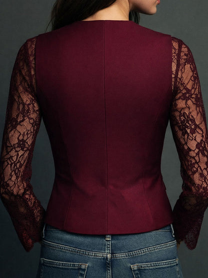 Blazer Mujer Claudia  Blazer de Mujer Negro con Encaje – imagen 11 | Horizoncor