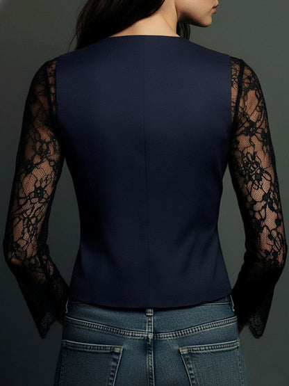 Blazer Mujer Claudia  Blazer de Mujer Negro con Encaje – imagen 16 | Horizoncor