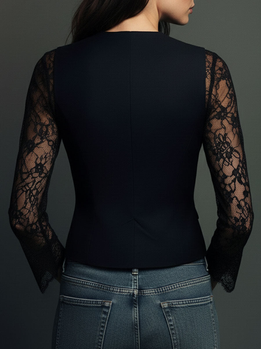 Blazer Mujer Claudia  Blazer de Mujer Negro con Encaje – imagen 9 | Horizoncor